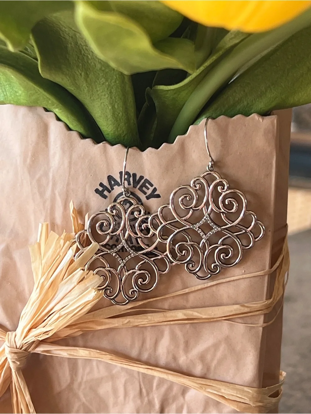 Stuller Filigree Scroll Sterling & Diamond Earrings